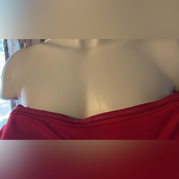 La Femme Curve Red Off The Shoulder Long Dress - Picture 12 of 15